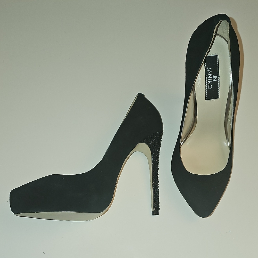 Janiko Black Bejeweled Stiletto Heels